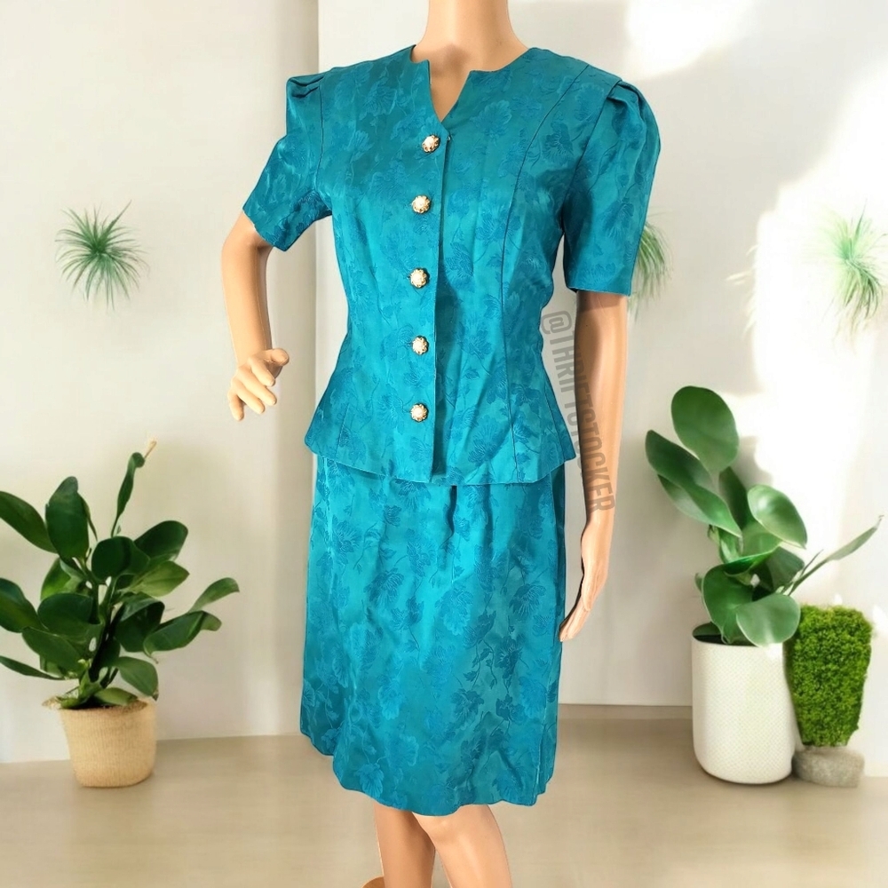 Vintage Teal Skirt Set